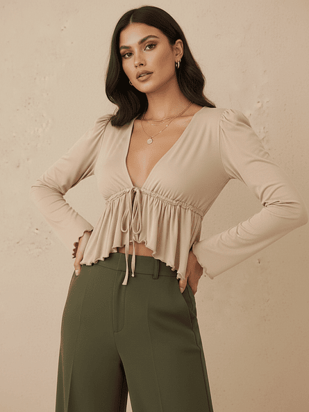 Polera Amarras Mujer – Manga Globo y Ajuste en Busto | Carobaska 6