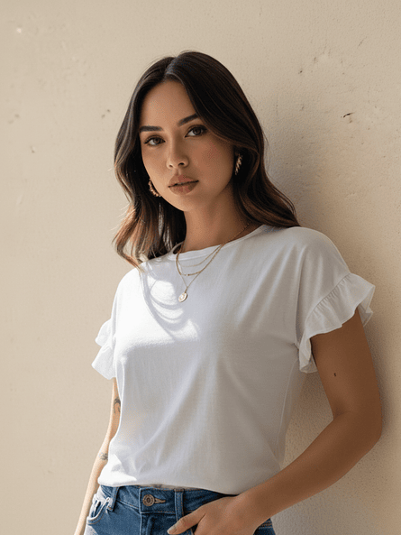 Polera Básica Algodón con Vuelos Mujer | Toque Delicado Carobaska 1