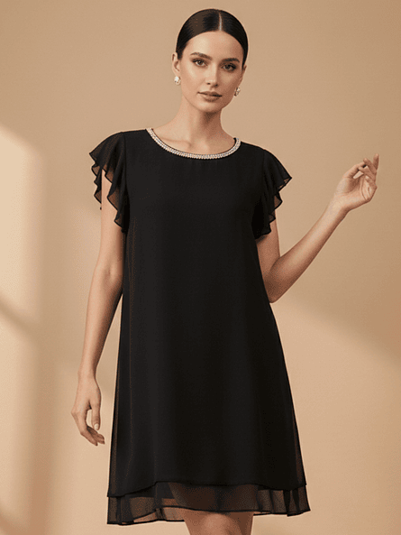 Vestido Olivia Negro–  de gasa con brillos ✨ 9