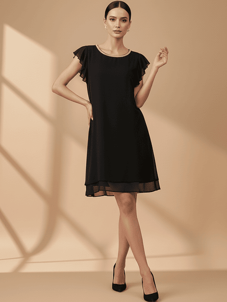 Vestido Olivia Negro–  de gasa con brillos ✨ 8