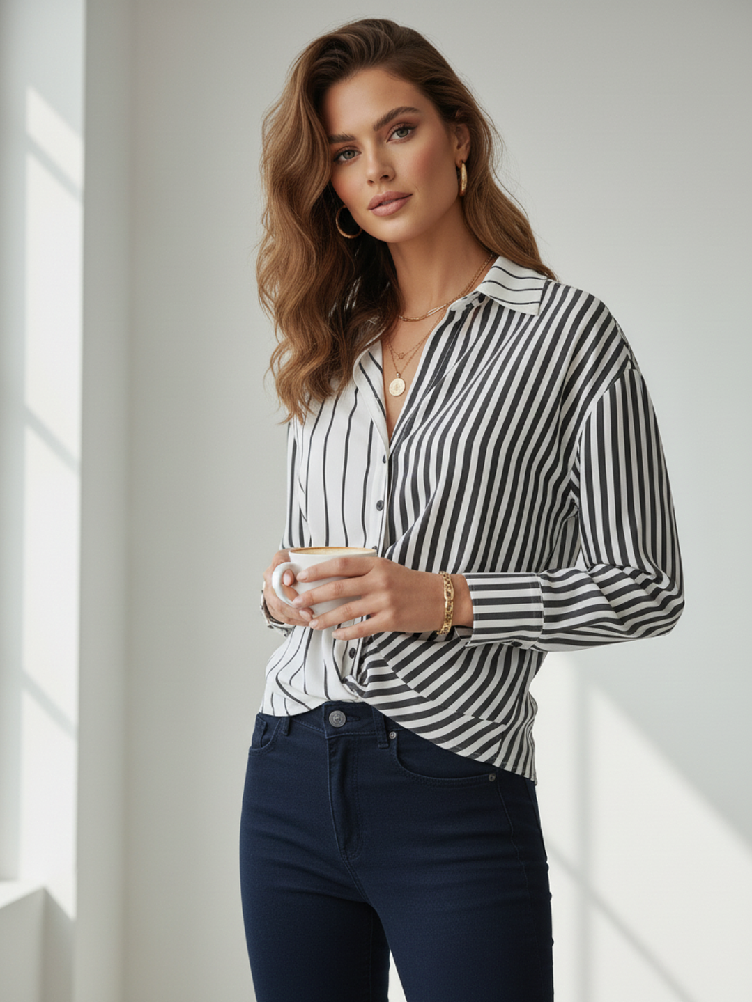 Blusa de Rayas Negra Mujer | Diseño elegante Carobaska 1