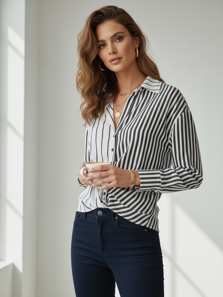 Blusa de Rayas Negra Mujer | Diseño elegante Carobaska 1