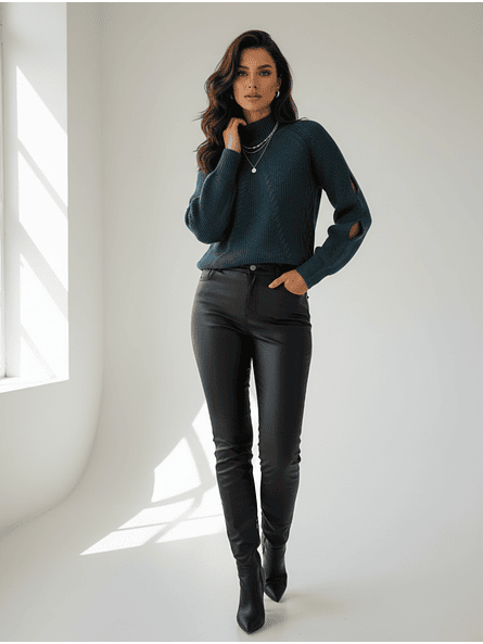 Chaleco Verde Petróleo Mujer | Tejido de Estilo Carobaska 2