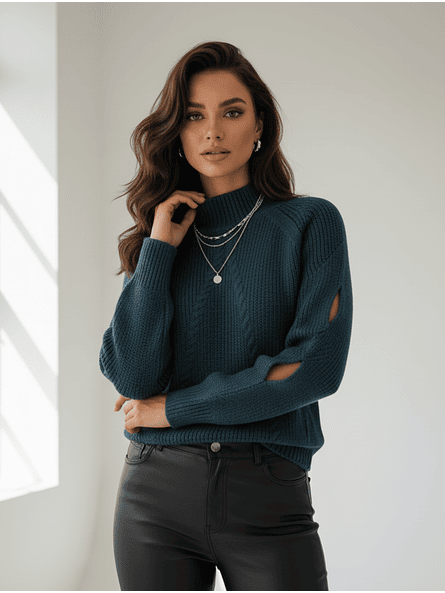 Chaleco Verde Petróleo Mujer | Tejido de Estilo Carobaska 1