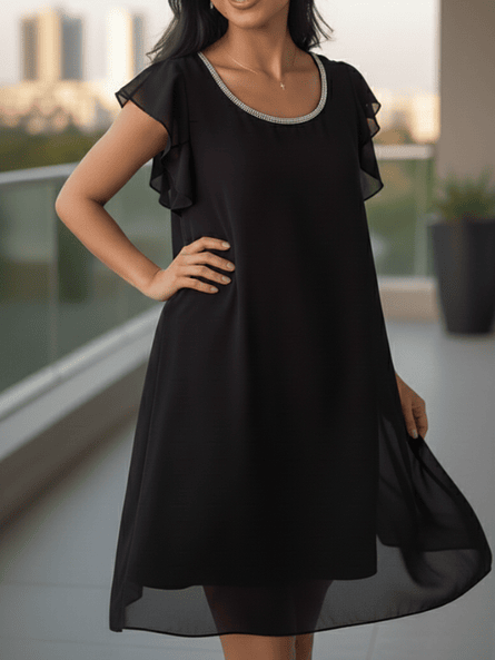 Vestido Olivia Negro–  de gasa con brillos ✨ 5