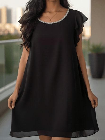 Vestido Olivia Negro–  de gasa con brillos ✨ 3