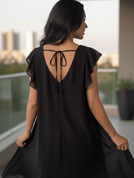 Vestido Olivia Negro–  de gasa con brillos ✨ 7