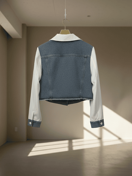Blazer Blanco de Mezclilla Elena – Chaqueta Corta de Denim y Gabardina 5
