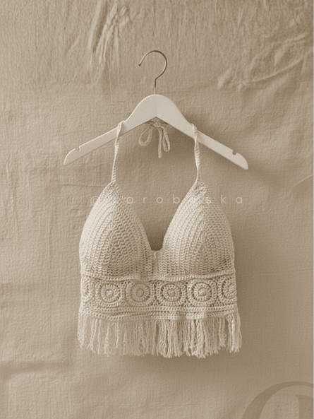 Crop Top Macramé Beige – Estilo Boho y Detalles Tejidos ✨ 3