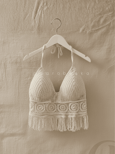 Crop Top Macramé Beige – Estilo Boho y Detalles Tejidos ✨ 3