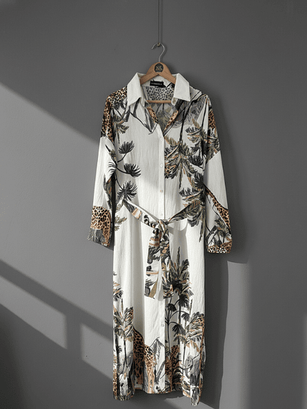 Vestido Camisero Zafari Blanco – Versatilidad y Estilo Safari ✨ 1