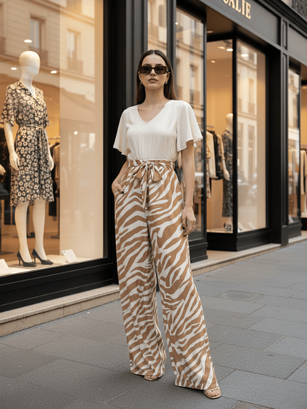 Enterito Largo de Mujer Italia – Cebra Camel ✨🦒 1