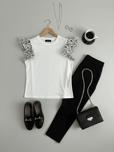 Polera Blanca de Mujer Lucía – Detalle Vuelos Broderie ✨🤍 1