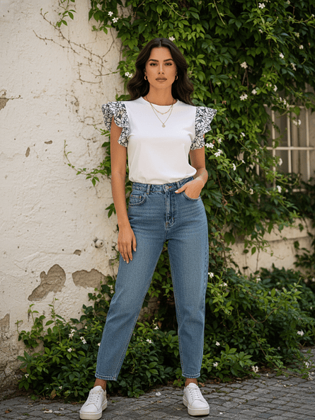 Polera Blanca de Mujer Lucía – Detalle Vuelos Broderie ✨🤍 3