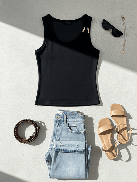 Polera Negra de Mujer Alessia – Calce Elasticado ✨🖤 3