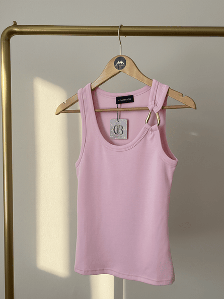 Polera Rosa pastel de Mujer Alessia – Calce Elasticado ✨🖤 2