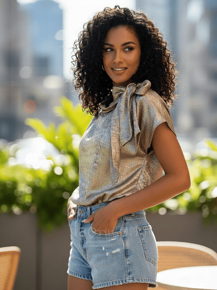 Polera Dorada de Fiesta Siena – Efecto Tornasol ✨🥂 1