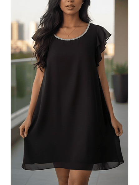 Vestido Olivia Negro–  de gasa con brillos ✨ 1