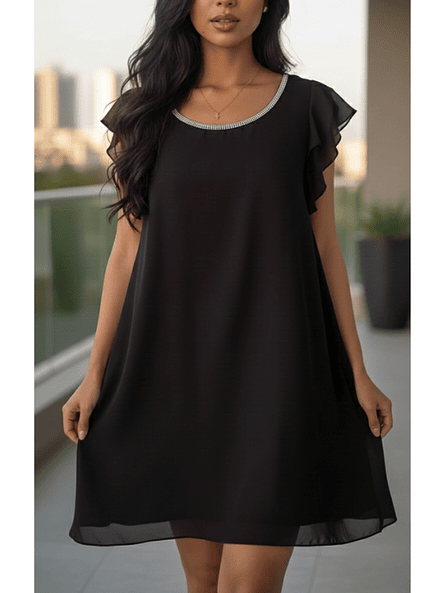 Vestido Olivia Negro–  de gasa con brillos ✨ 1