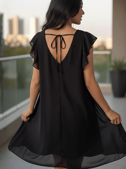 Vestido Olivia Negro–  de gasa con brillos ✨ 2