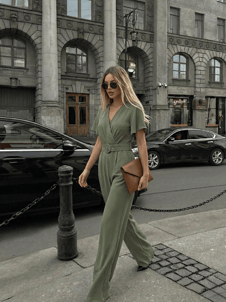 Enterito Elegante de Mujer verde Emma – Crepe Premium ✨ 1