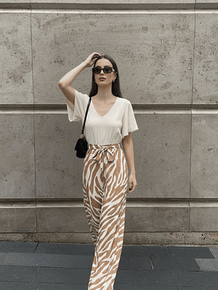 Enterito Largo de Mujer Italia – Cebra Camel ✨🦒