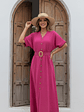 Vestido Camisero Midi Mujer Renata – Fucsia Vibrante ✨💖 - Miniatura 1