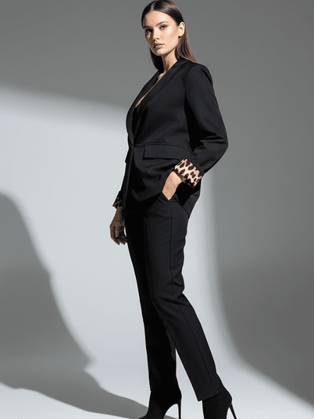 Blazer Negro de Mujer Selena – Detalle Animal Print ✨🐆 1