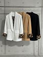 Blazer Blanco de Mujer Selena – Detalle Animal Print ✨🐆 - Miniatura 2