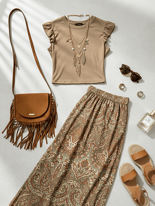 Polera de rib elastciada camel | Un esencial para el verano