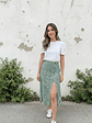 Falda Midi Verde Singapur – Frescura Floral y Estilo Natural ✨ - Miniatura 1