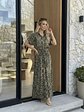 Vestido Camisero Animal Print Verde Olivo - Maxi Vestido con Bolsillos - Miniatura 4