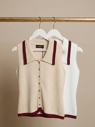 Gilette Roxete de Punto Beige y Burdeo - Carobaska