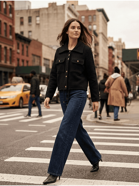 Chaqueta Negra con Botones Dorados 