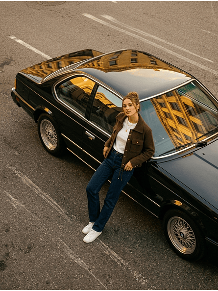 Chaqueta Café con Botones Dorados 