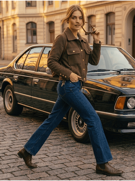 Chaqueta Café con Botones Dorados 