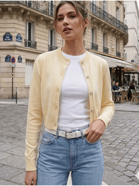 Cárdigan Ginebra Amarillo Pastel – El Must-Have de Media Estación 2
