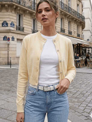 Cárdigan Ginebra Amarillo Pastel – El Must-Have de Media Estación