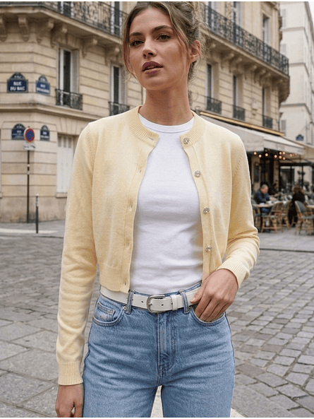 Cárdigan Ginebra Amarillo Pastel – El Must-Have de Media Estación 4