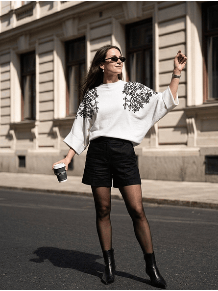 Sweater Bordado Floral Viena – Blanco Nieve Premium | Manga Murciélago 8