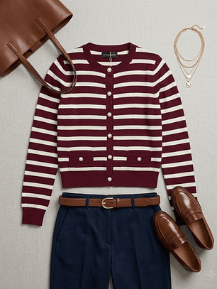 Chaleco de Rayas Burdeo Mujer Casual- Carobaska