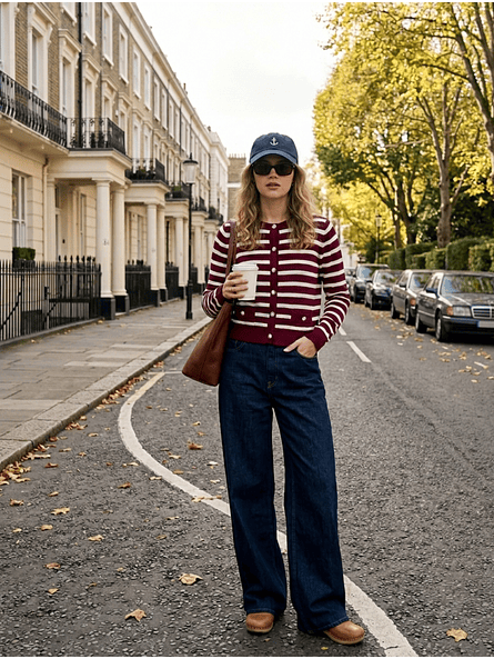 Cardigan Niza – Rayas Burdeo Premium 1