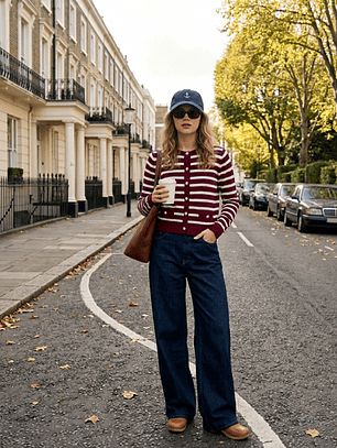 Cardigan Niza – Rayas Burdeo Premium