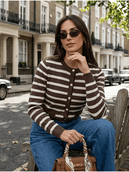 Cardigan Niza – Rayas Café Chocolate Premium 1