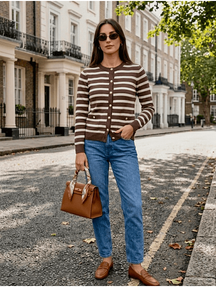 Cardigan Niza – Rayas Café Chocolate Premium 3