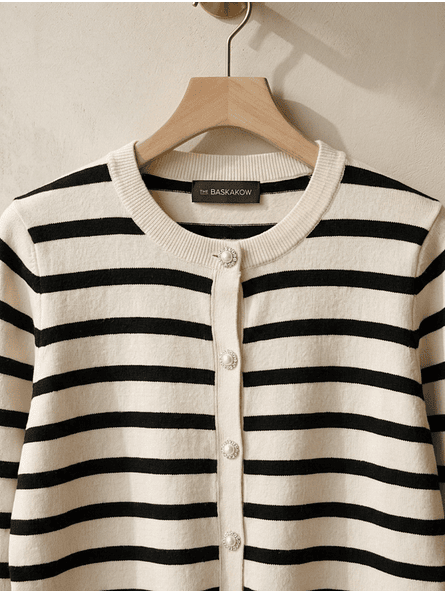 Cardigan Niza – Rayas Blanco Invierno Premium 2