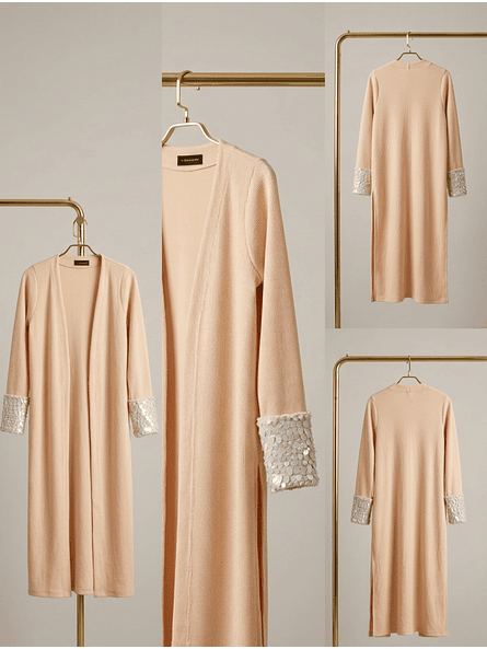 Tapado de Lanilla Morley Largo con Puños de Lentejuelas y Corderito – Colección Exclusive 5