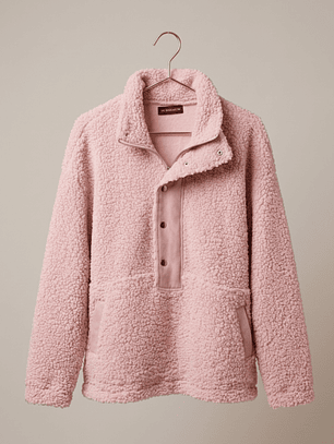 Polerón de Corderito Rosa Mujer con Botones y Bolsillos - Carobaska