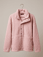 Polerón de Corderito Diany Rosa – Abrigo Holgado con Botones y Bolsillos - thumbnail 3