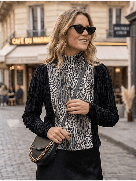 Polerón de Terciopelo Animal Print 